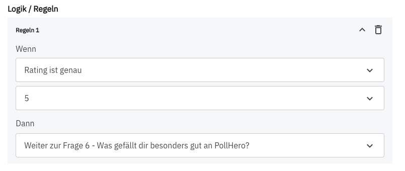 Ausgewählte Dann-Option einer Rating-Scale-Regel