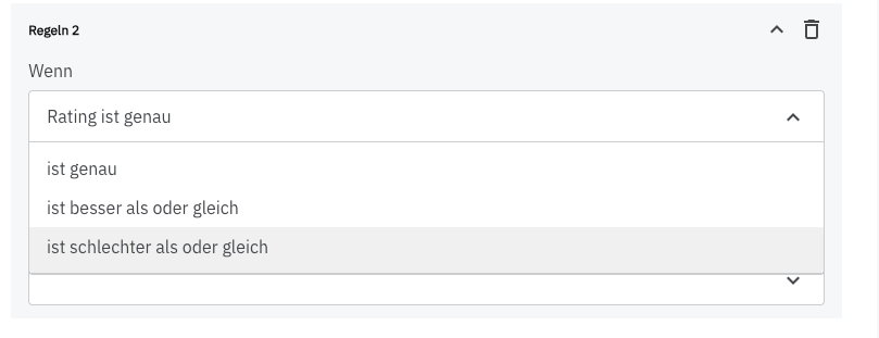 Auswahl der Wenn-Option für Folgefragen